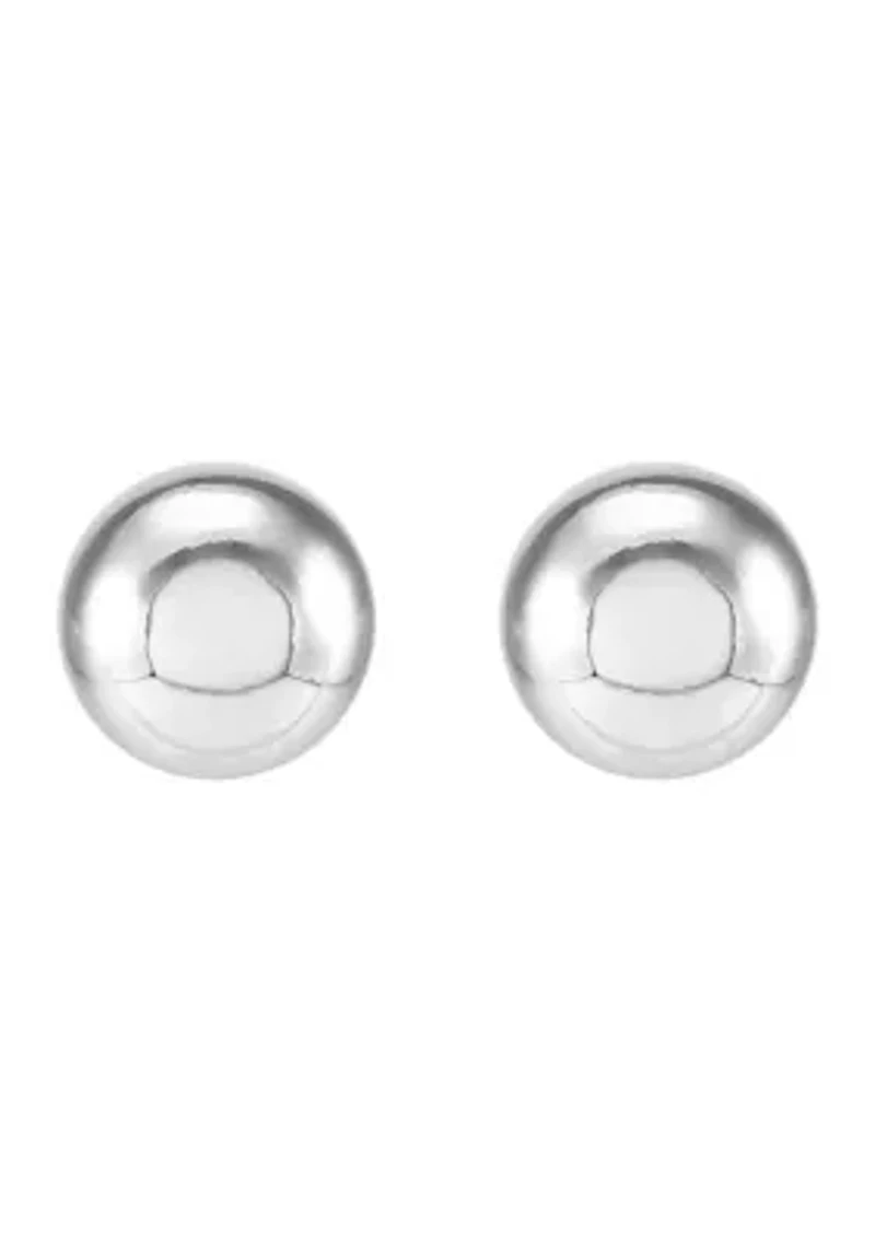 7-7.5 Millimeter Pearl, Lab Grown White Sapphire and Ball Stud Earring Set in Sterling Silver and 3K White Gold 