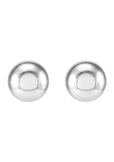 7-7.5 Millimeter Pearl, Lab Grown White Sapphire and Ball Stud Earring Set in Sterling Silver and 3K White Gold 