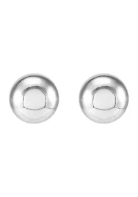 7-7.5 Millimeter Pearl, Lab Grown White Sapphire and Ball Stud Earring Set in Sterling Silver and 3K White Gold 