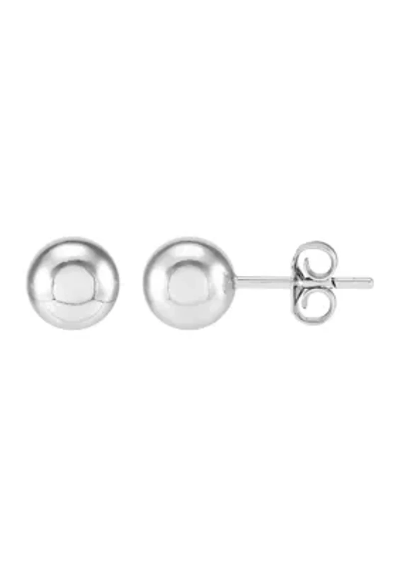 7-7.5 Millimeter Pearl, Lab Grown White Sapphire and Ball Stud Earring Set in Sterling Silver and 3K White Gold 