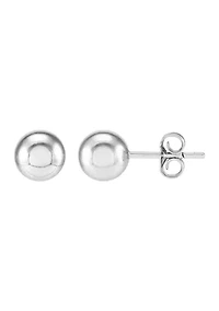 7-7.5 Millimeter Pearl, Lab Grown White Sapphire and Ball Stud Earring Set in Sterling Silver and 3K White Gold 