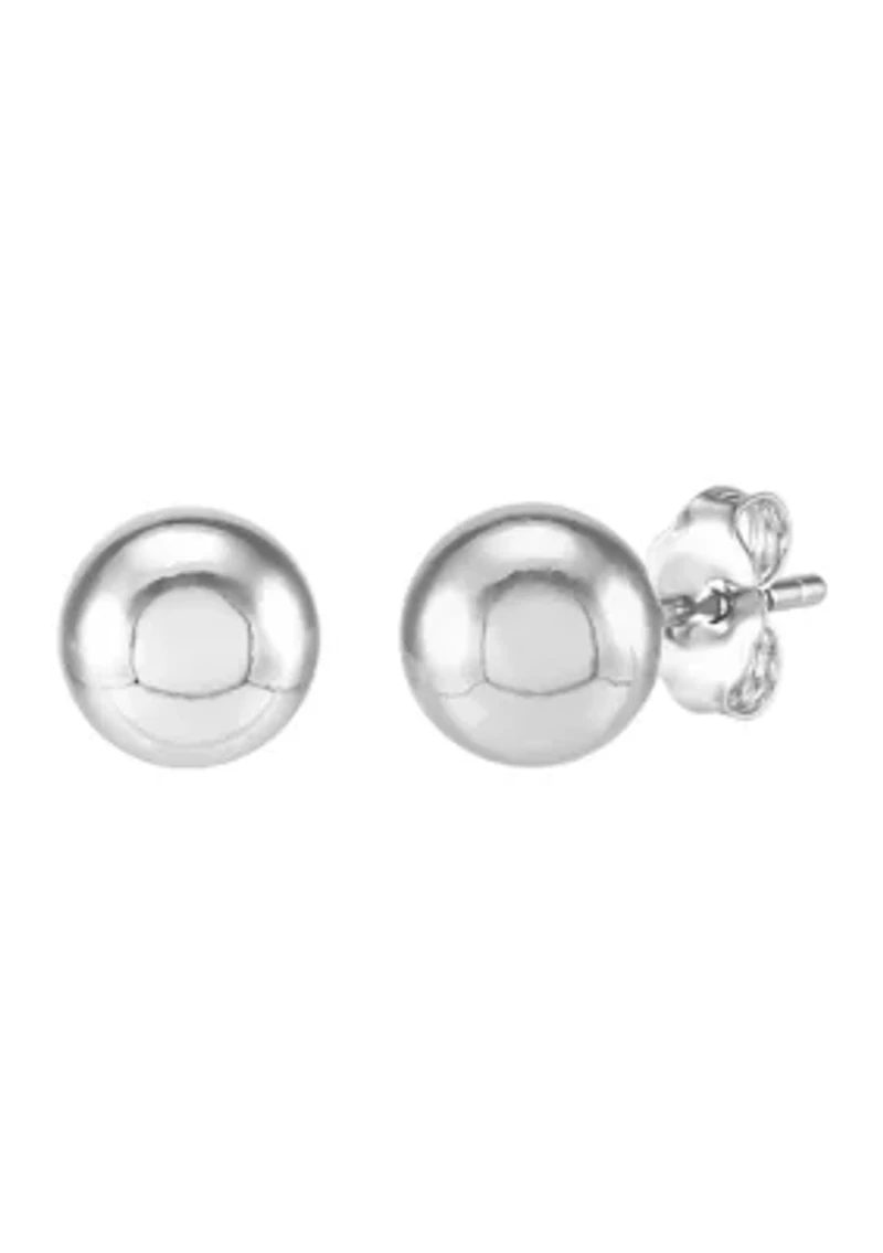 7-7.5 Millimeter Pearl, Lab Grown White Sapphire and Ball Stud Earring Set in Sterling Silver and 3K White Gold 