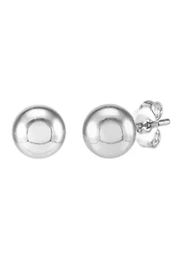 7-7.5 Millimeter Pearl, Lab Grown White Sapphire and Ball Stud Earring Set in Sterling Silver and 3K White Gold 