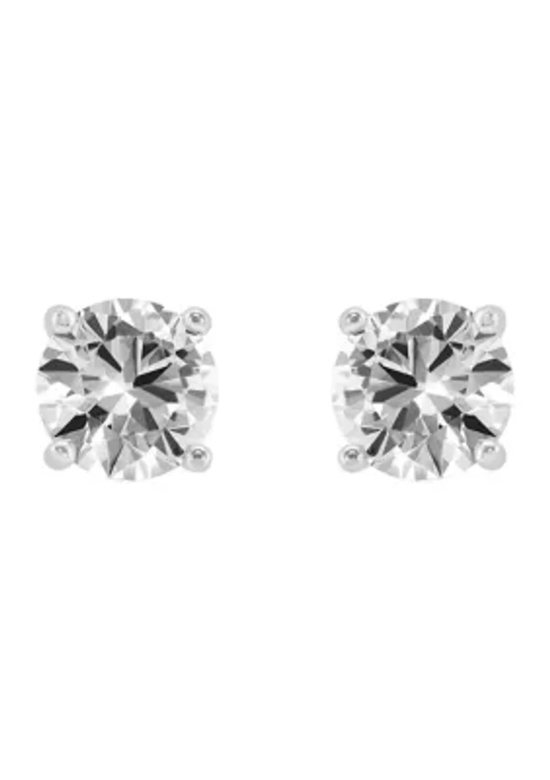 7-7.5 Millimeter Pearl, Lab Grown White Sapphire and Ball Stud Earring Set in Sterling Silver and 3K White Gold 