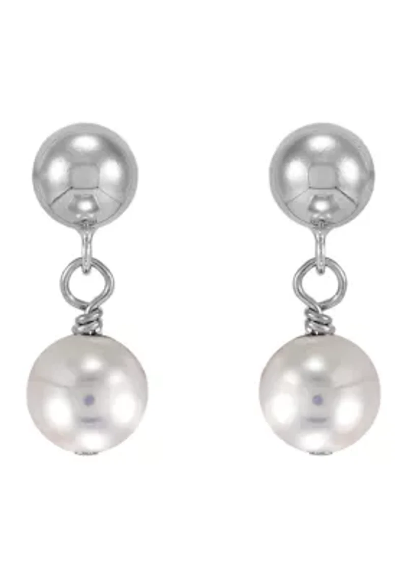 Pearl Necklace and Bracelet and Earrings Set in Sterling Silver