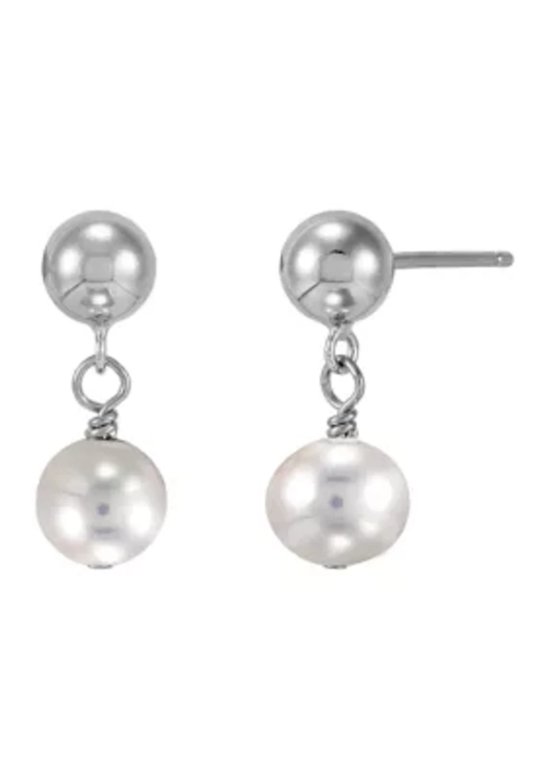 Pearl Necklace and Bracelet and Earrings Set in Sterling Silver