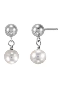 Pearl Necklace and Bracelet and Earrings Set in Sterling Silver