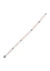 Pearl Necklace and Bracelet and Earrings Set in Sterling Silver