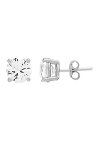 Lab Grown Pearl and Lab Grown White Sapphire Earrings Set in Sterling Silver