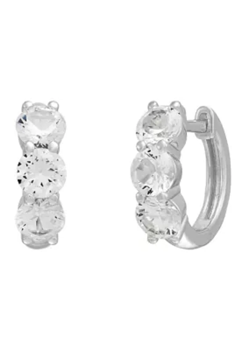 Lab Grown Pearl and Lab Grown White Sapphire Earrings Set in Sterling Silver