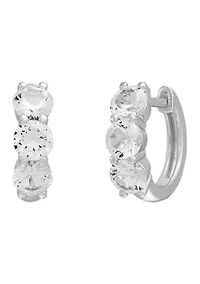 Lab Grown Pearl and Lab Grown White Sapphire Earrings Set in Sterling Silver