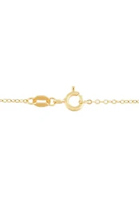Mother Of Pearl and  Cubic Ziconia Pendant with 18" Cable Chain in Gold over Sterling Silver