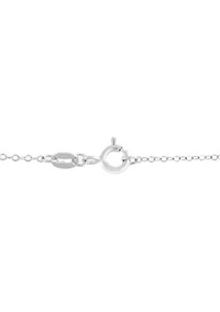 Mother Of Pearl and Cubic Zirconia Pendant Necklace with 18" Cable Chain in Sterling Silver