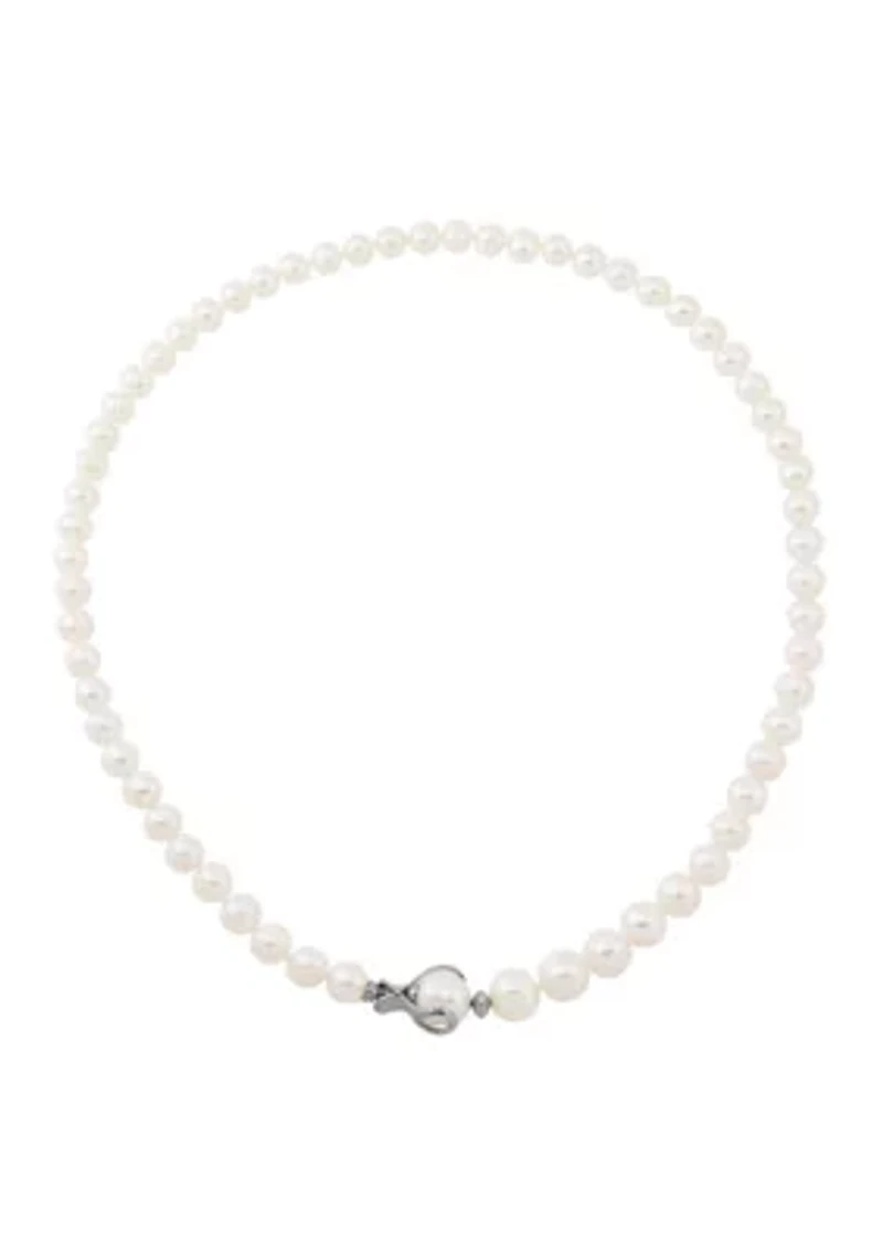 White Pearl Necklace in Sterling Silver