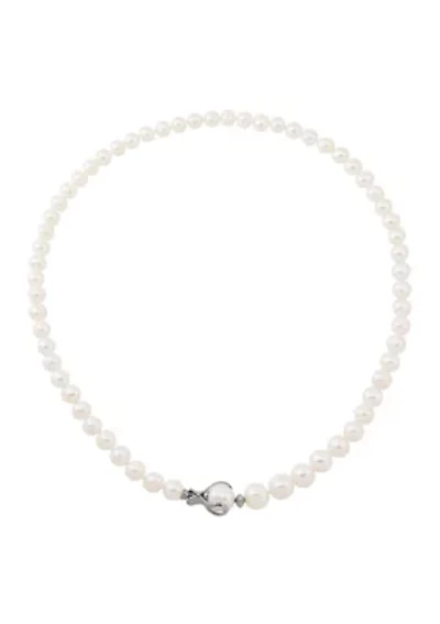 White Pearl Necklace in Sterling Silver