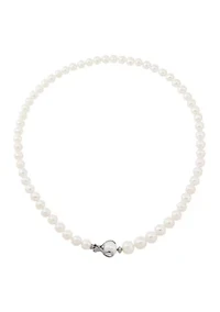White Pearl Necklace in Sterling Silver