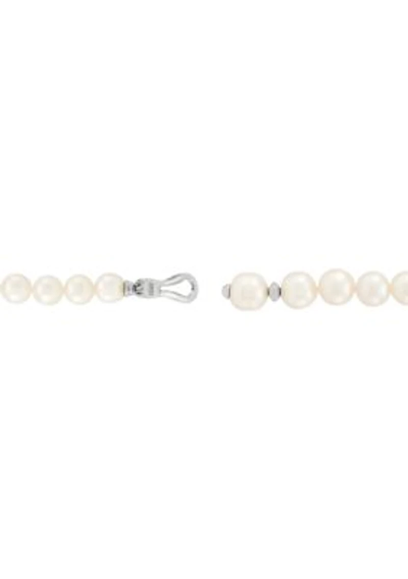 White Pearl Necklace in Sterling Silver