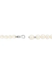 White Pearl Necklace in Sterling Silver