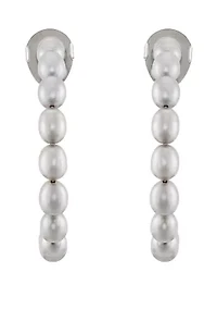 Freshwater Pearl Hoop Earrings in Sterling Silver 