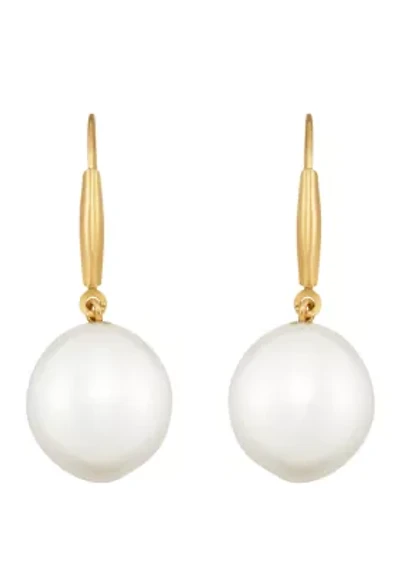 14k Gold White Baroque Drop Earrings