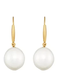 14k Gold White Baroque Drop Earrings