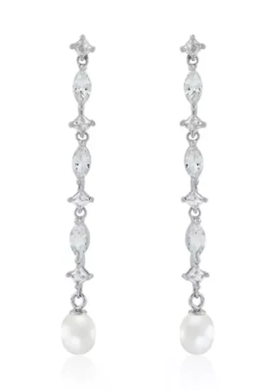 Lab Grown White Sapphire Earrings in Sterling Silver