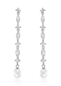 Lab Grown White Sapphire Earrings in Sterling Silver