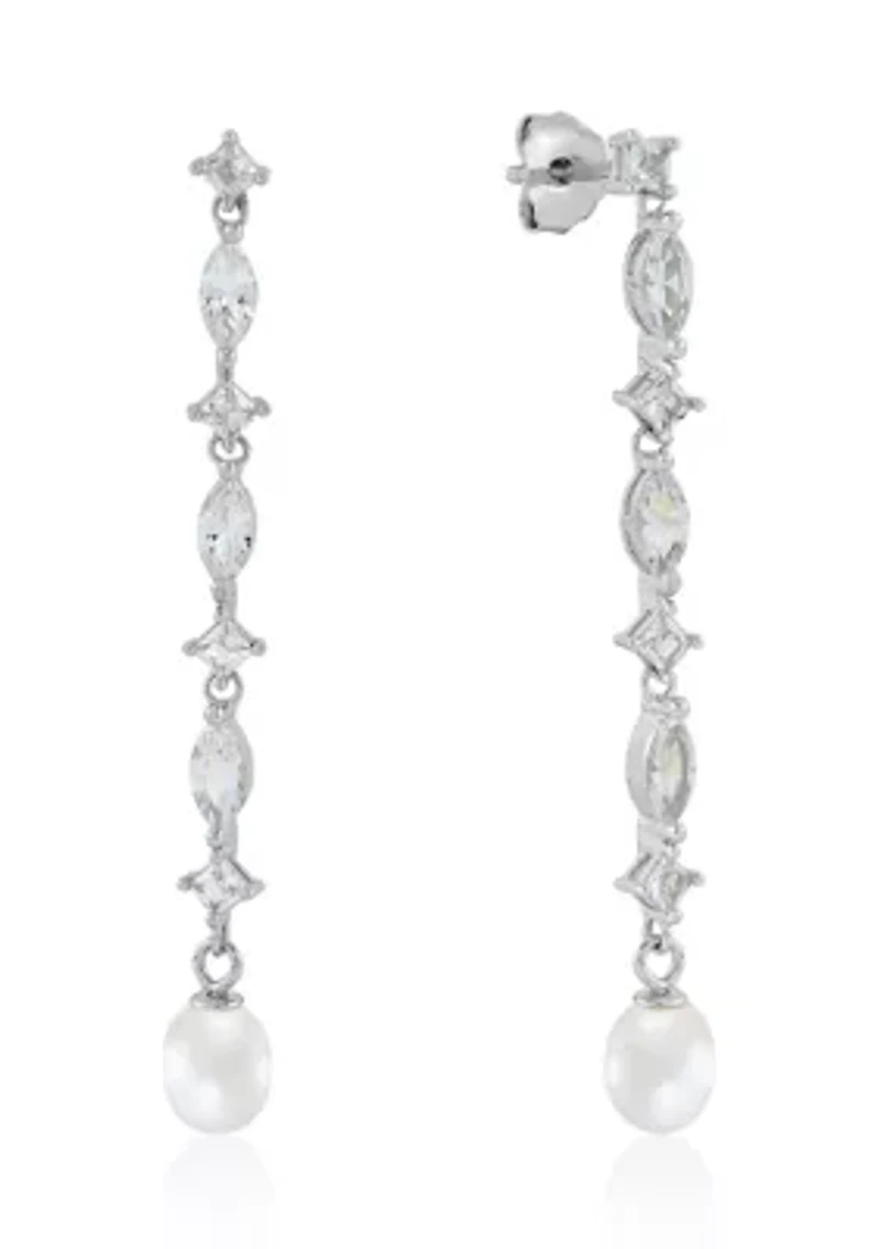 Lab Grown White Sapphire Earrings in Sterling Silver