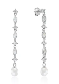 Lab Grown White Sapphire Earrings in Sterling Silver