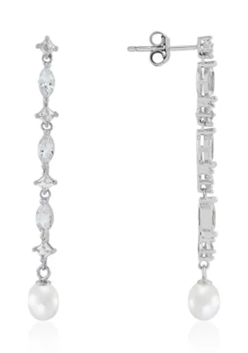 Lab Grown White Sapphire Earrings in Sterling Silver