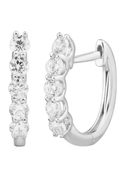 1/2 ct. t.w. Diamond Hoop Earrings in 10K White Gold