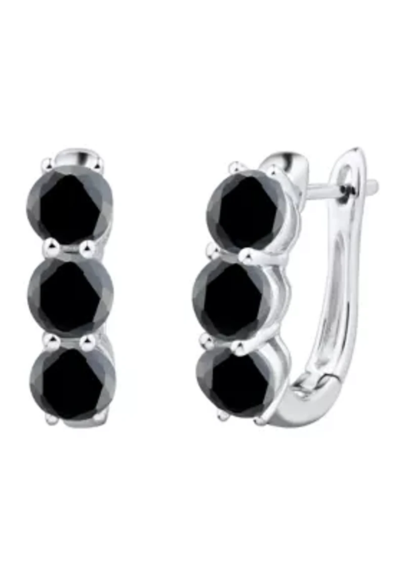 Onyx Hoop Earrings in Sterling Silver