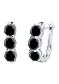 Onyx Hoop Earrings in Sterling Silver