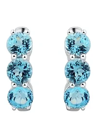 Blue Topaz Hoop Earrings in Sterling Silver