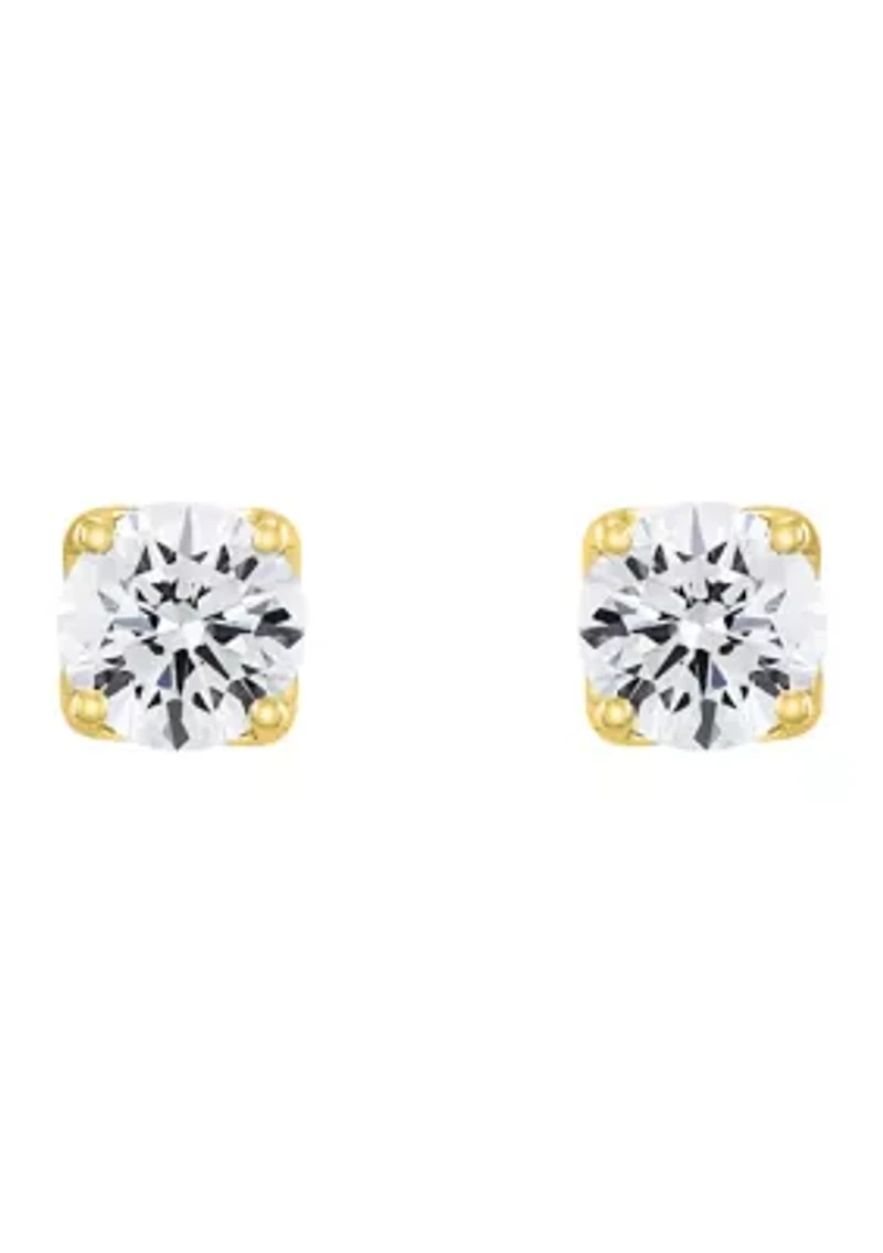 1/ ct. t.w. Lab Created Diamond Round Stud Earrings in 14K Yellow Gold