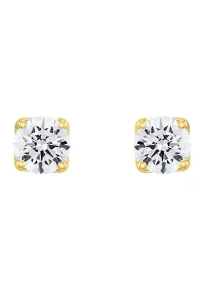 1/ ct. t.w. Lab Created Diamond Round Stud Earrings in 14K Yellow Gold