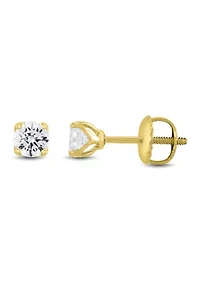 1/ ct. t.w. Lab Created Diamond Round Stud Earrings in 14K Yellow Gold