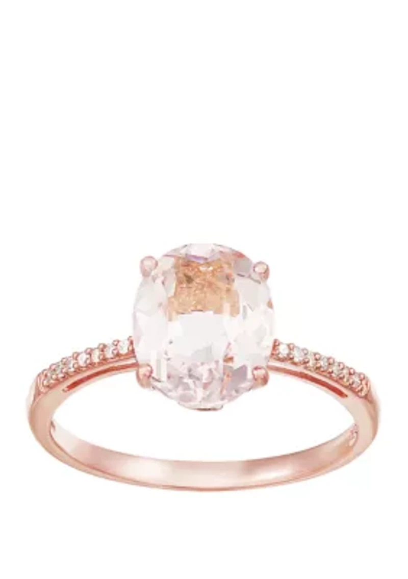 2.4 ct. t.w. Morganite and 1/10 ct. t.w. Diamond Ring in 10K Rose Gold