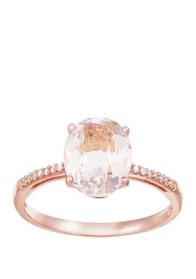 2.4 ct. t.w. Morganite and 1/10 ct. t.w. Diamond Ring in 10K Rose Gold