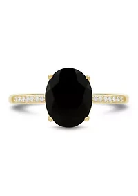 Onyx and Diamond Accent Ring in 10K Yellow Gold