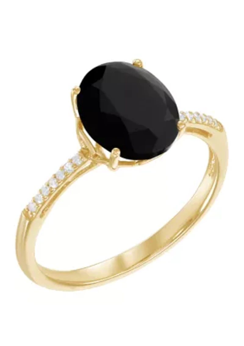 Onyx and Diamond Accent Ring in 10K Yellow Gold