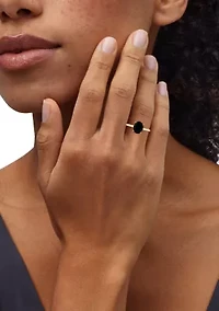 Onyx and Diamond Accent Ring in 10K Yellow Gold