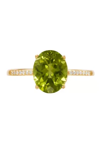 Peridot and 1/20 ct. t.w. Diamond Ring in 10K Yellow Gold