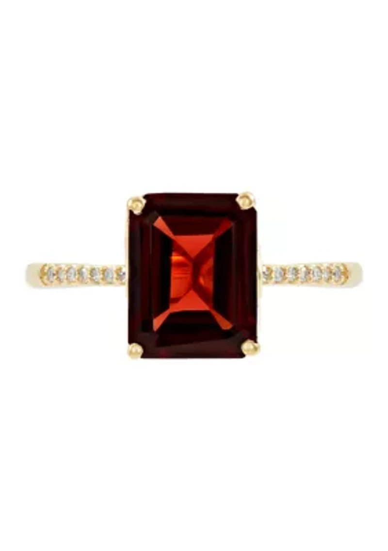 1/10 ct. t.w. Diamond and Garnet Ring in 10K Yellow Gold