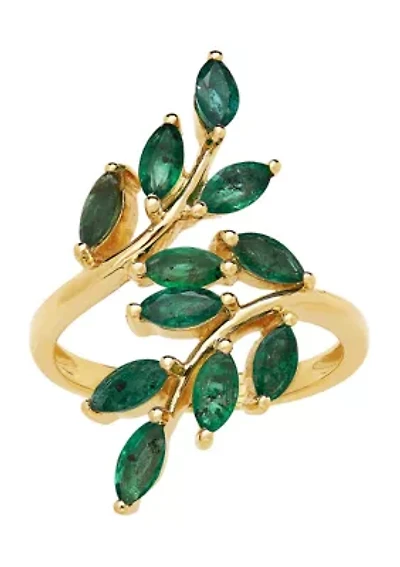 Emerald Bypass Ring in 10K Yellow Gold