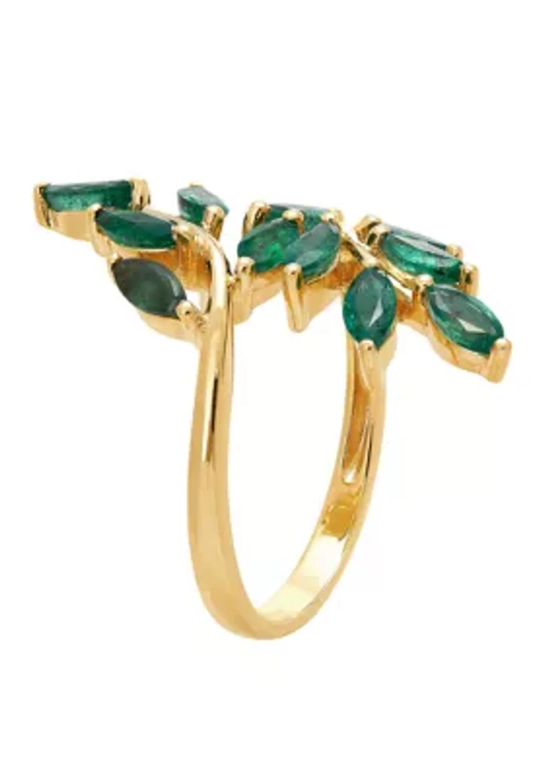 Emerald Bypass Ring in 10K Yellow Gold