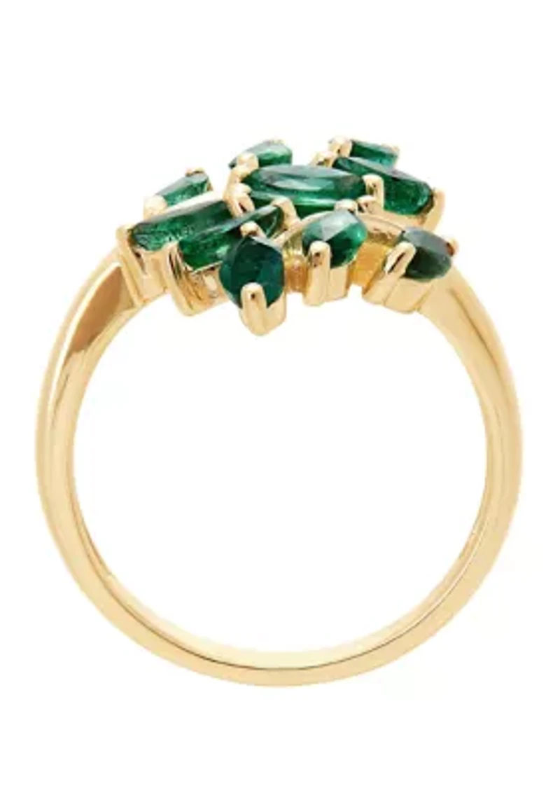 Emerald Bypass Ring in 10K Yellow Gold