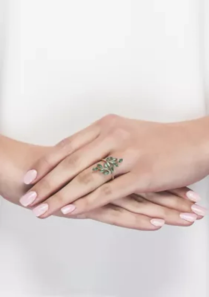 Emerald Bypass Ring in 10K Yellow Gold