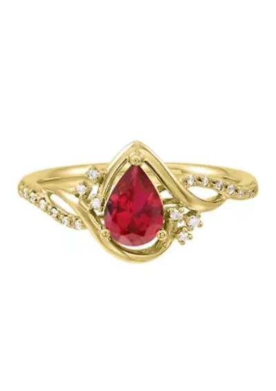 Ruby and Diamond Accent Ring in 10K Yellow Gold