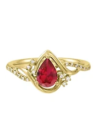 Ruby and Diamond Accent Ring in 10K Yellow Gold